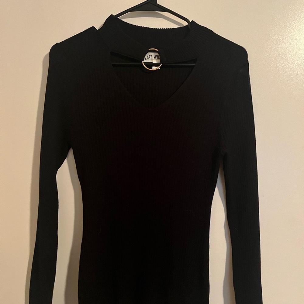 Black Long Sleeve Dress Mid Lenth Fall/Winter Say What size large